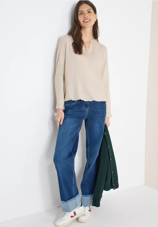 Bluse in Unifarbe grain beige