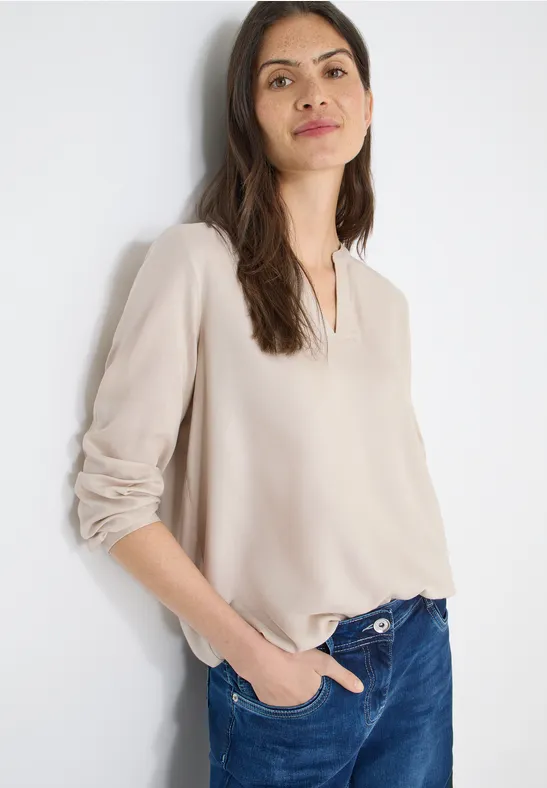 Bluse in Unifarbe grain beige