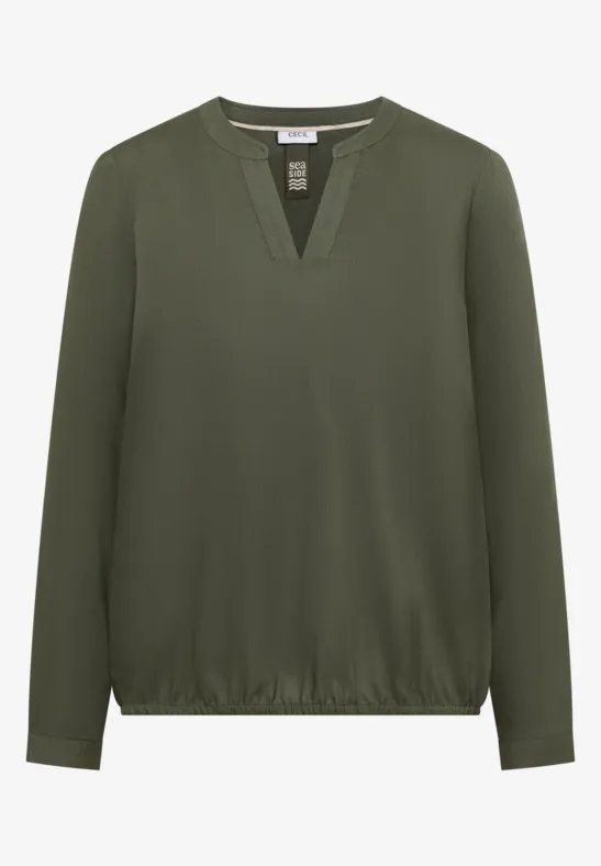 Blouse in effen kleur khaki