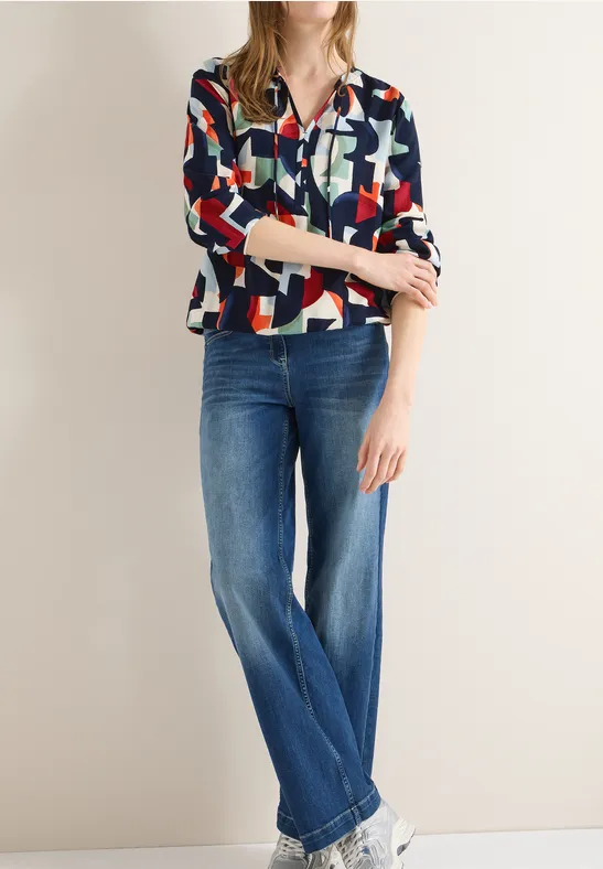 Gemusterte Bluse universal blue