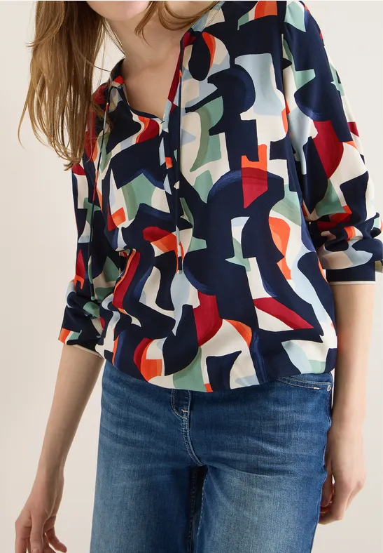 Gemusterte Bluse universal blue