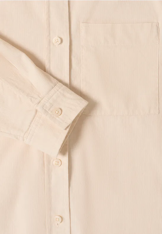 Overhemdblouse in effen kleur pearl beige