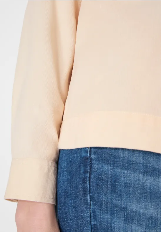 Overhemdblouse in effen kleur pearl beige