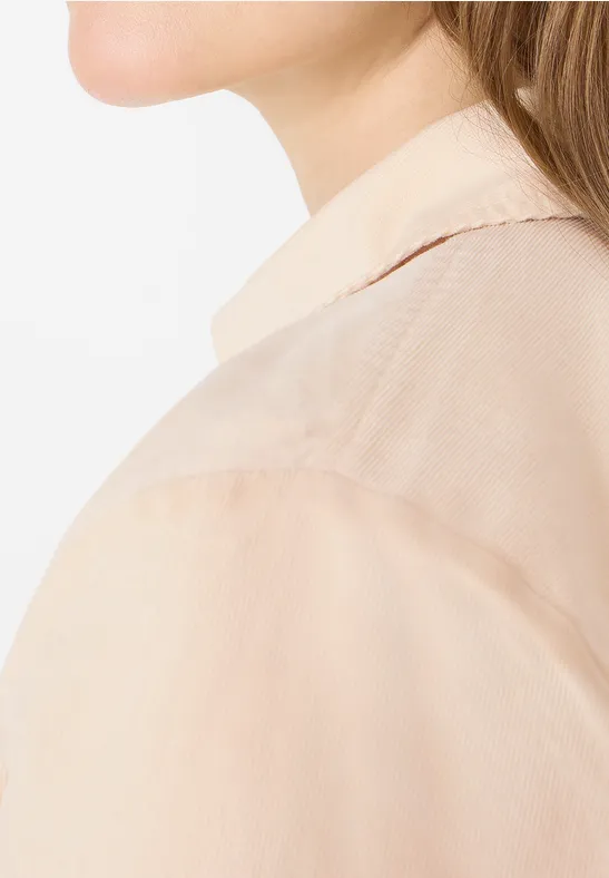 Overhemdblouse in effen kleur pearl beige