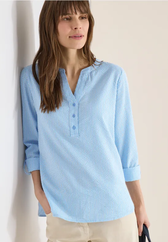 Blouse rayée en seersucker cloud blue