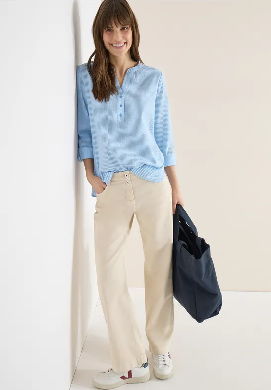 Blouse rayée en seersucker cloud blue
