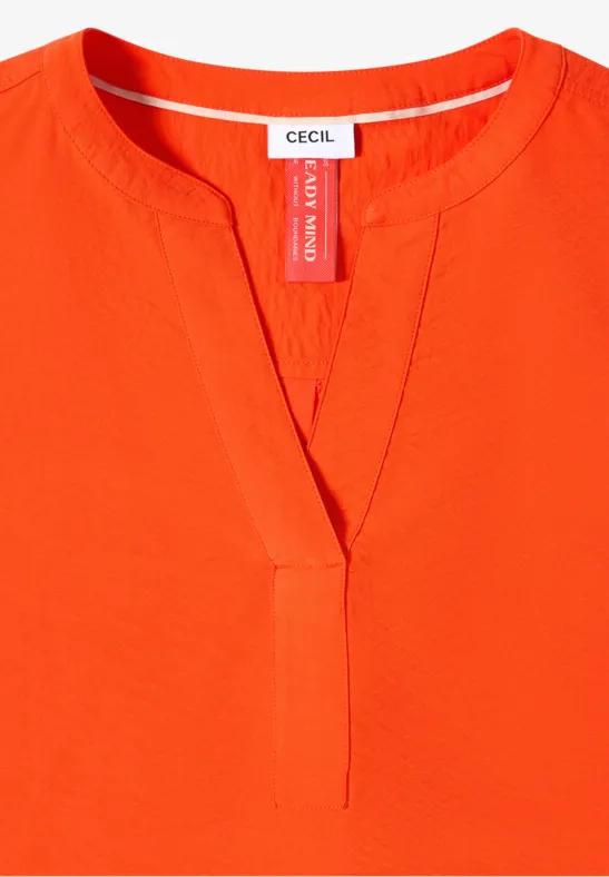 Blouse in effen kleur cherry tomato orange