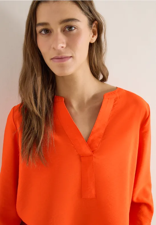 Blouse in effen kleur cherry tomato orange