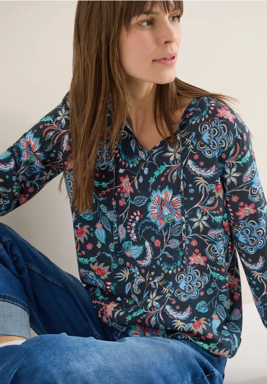 Gemusterte Bluse universal blue