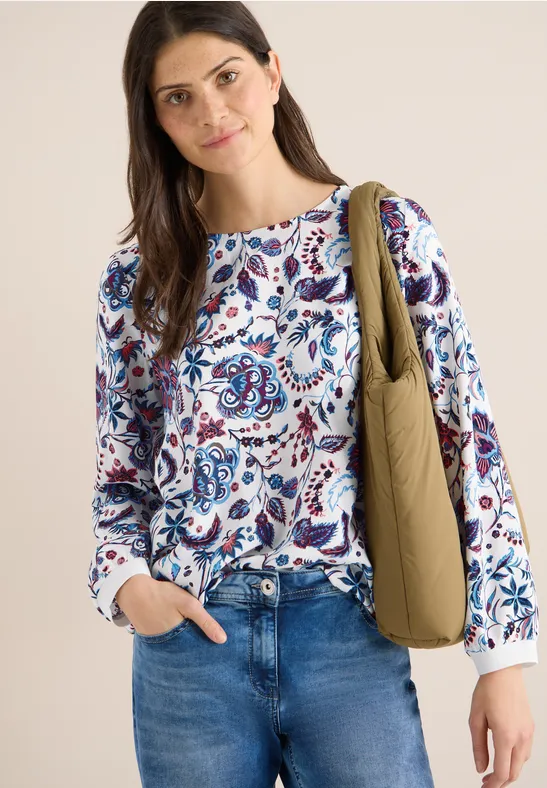 Gemusterte Bluse light alabaster white