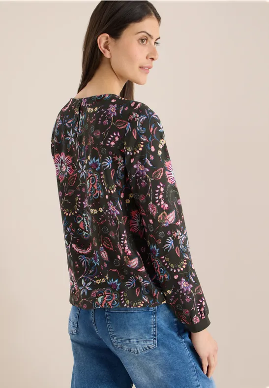 Gemusterte Bluse raw khaki