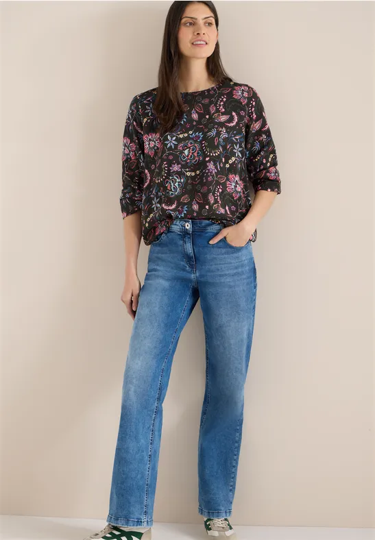 Gemusterte Bluse raw khaki