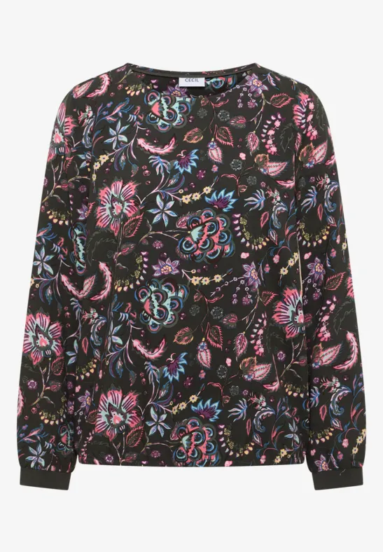 Gemusterte Bluse raw khaki