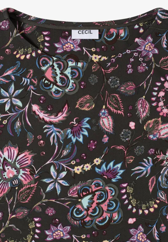 Gemusterte Bluse raw khaki