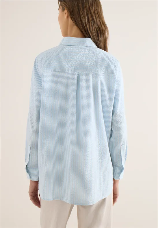 Blouse rayée en seersucker cloud blue