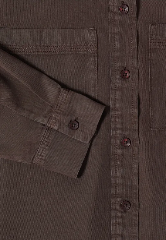 Colored Denim Bluse macchiato brown