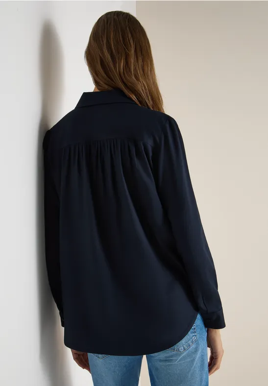 Hemdbluse in Unifarbe universal blue