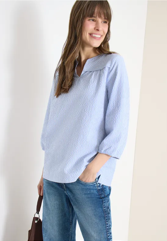 3/4-Arm Bluse in Seersucker Qualität blouse blue