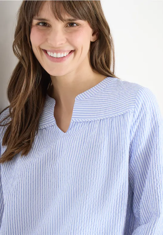 3/4-Arm Bluse in Seersucker Qualität blouse blue
