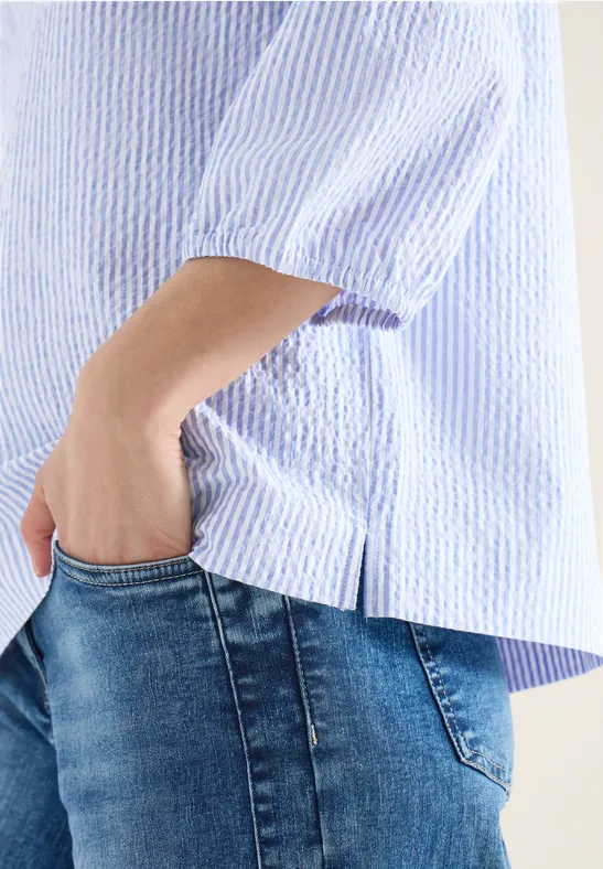 3/4-Arm Bluse in Seersucker Qualität blouse blue