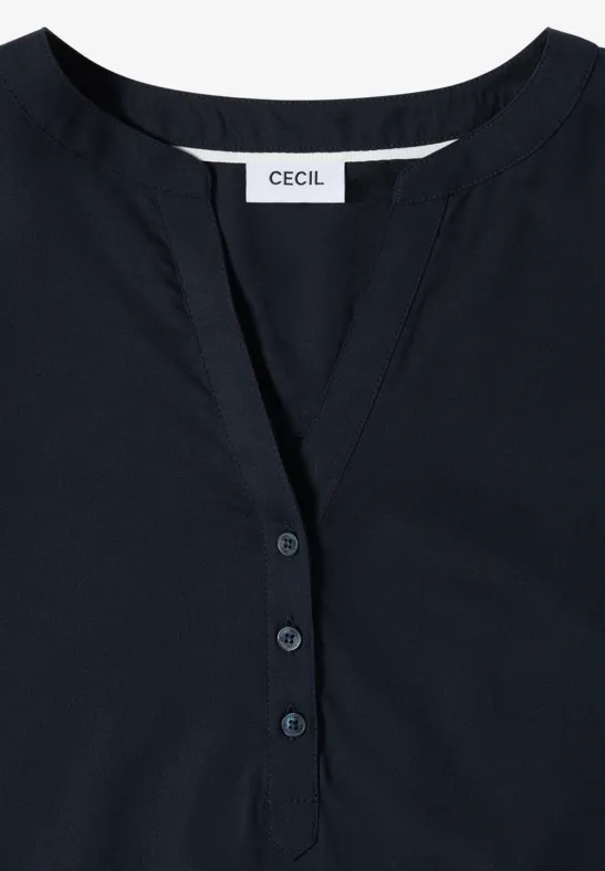 Kurzarm Bluse mit Split Neck universal blue