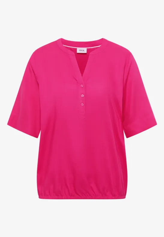 Blouse à manches courtes avec col fendu beetroot pink