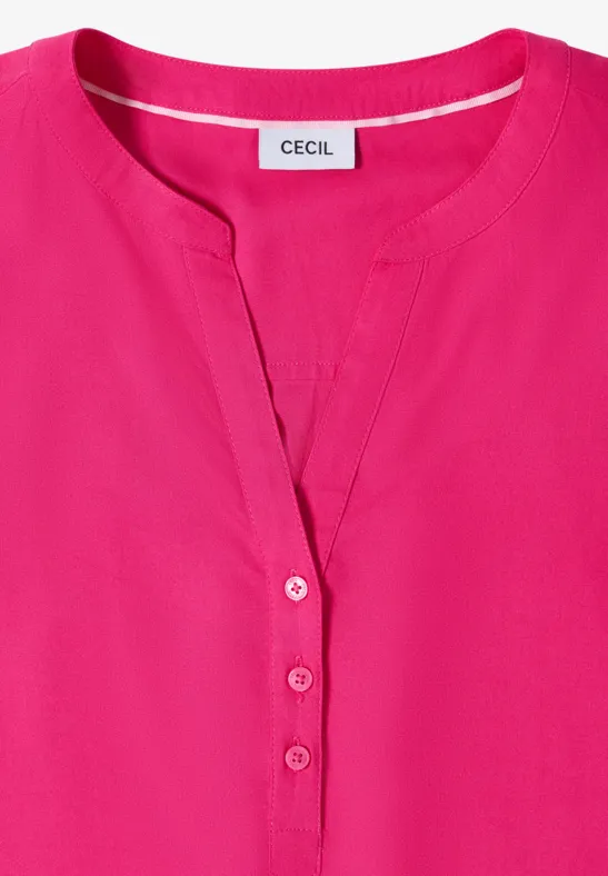 Blouse à manches courtes avec col fendu beetroot pink