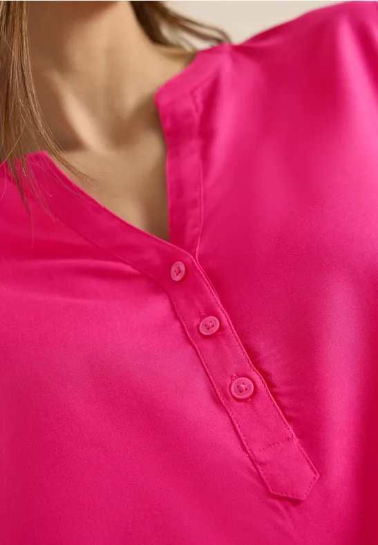 Blouse à manches courtes avec col fendu beetroot pink