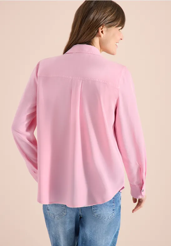 Bluse mit Hemdkragen und Turn-Up light blush rose