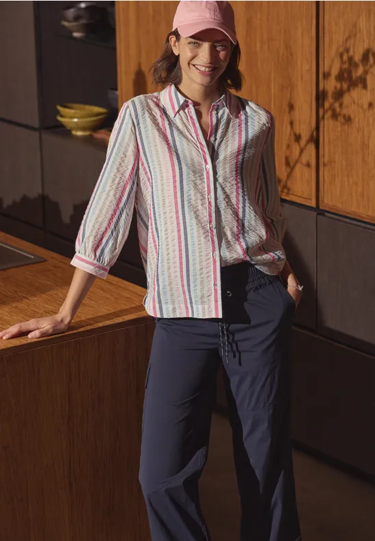 Chemisier en seersucker beetroot pink