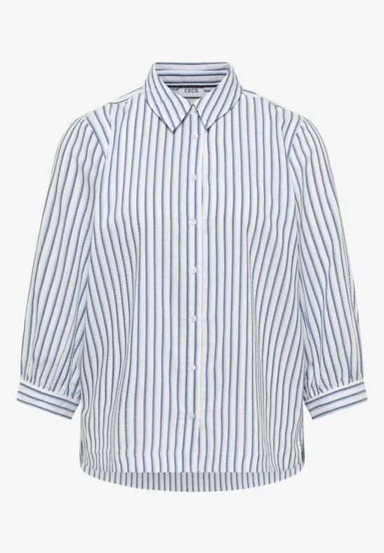 Bluse in Seersucker Qualität sporty denim blue