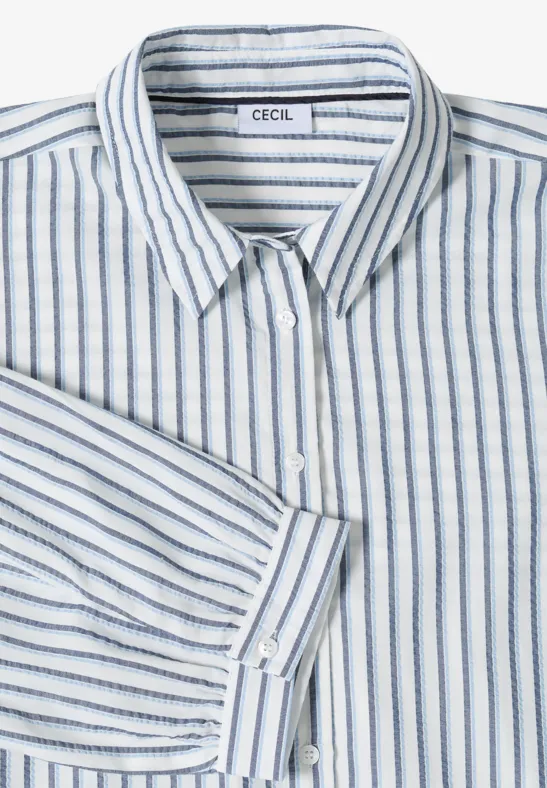 Bluse in Seersucker Qualität sporty denim blue