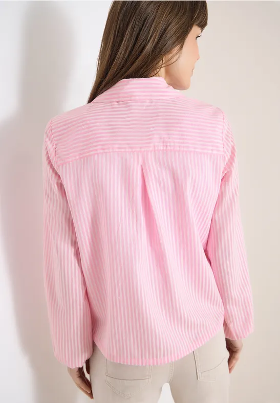 Bluse mit Hemdkragen und Streifen light blush rose