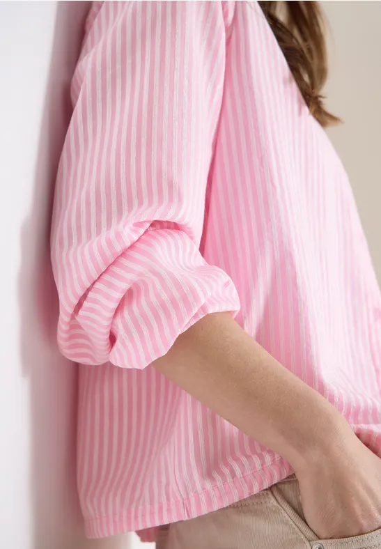 Bluse mit Hemdkragen und Streifen light blush rose