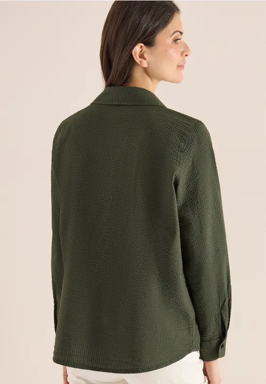 Langarm Bluse mit Struktur und Knöpfen khaki