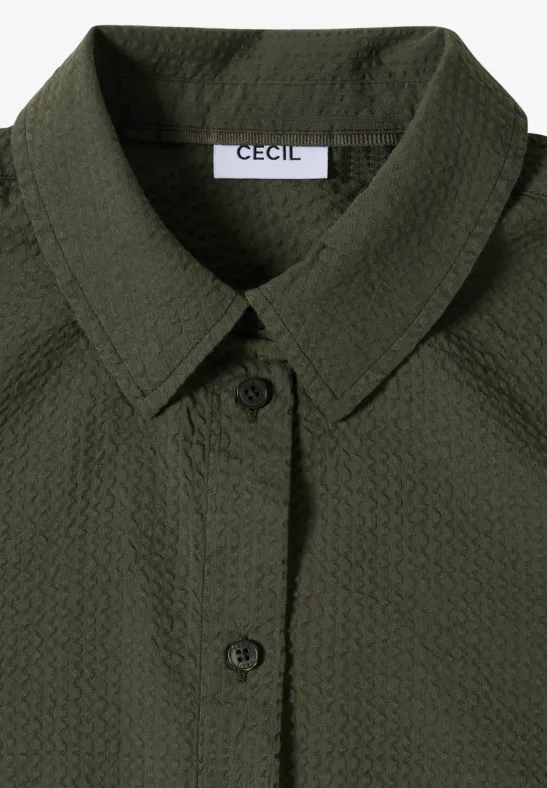 Langarm Bluse mit Struktur und Knöpfen khaki