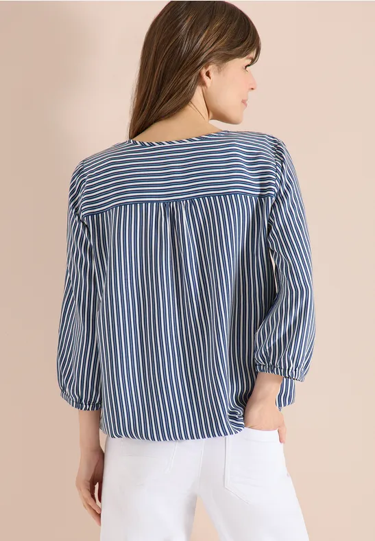3/4-Arm Bluse mit Streifenmuster sporty denim blue
