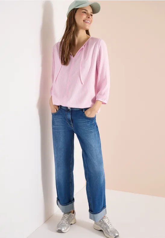 3/4-Arm Bluse mit Streifenmuster light blush rose