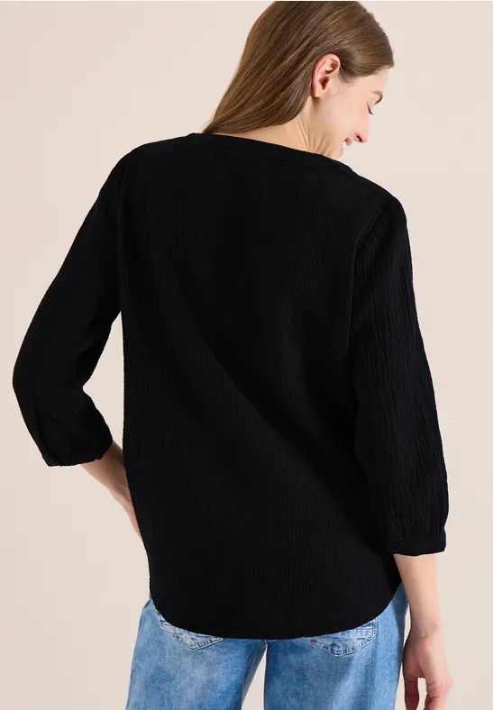 3/4-Arm Bluse in Musselin-Qualität Black
