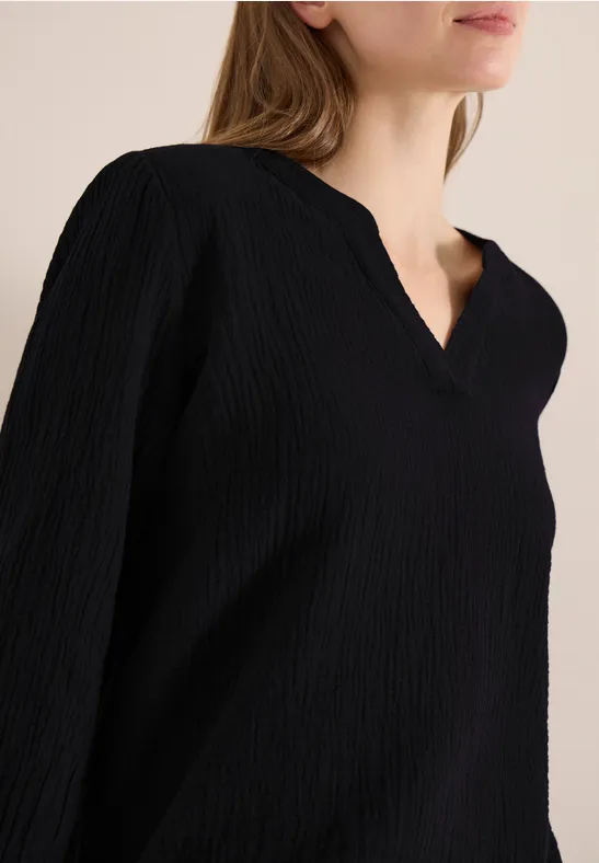 3/4-Arm Bluse in Musselin-Qualität Black