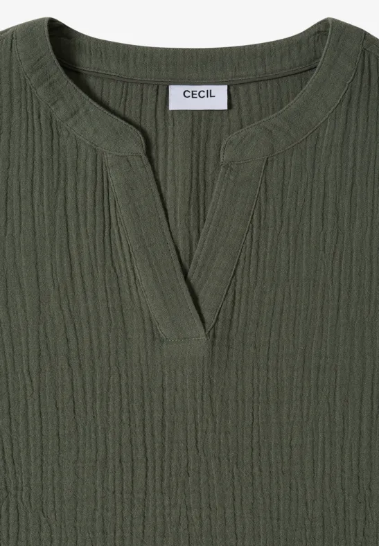 3/4-Arm Bluse in Musselin-Qualität khaki