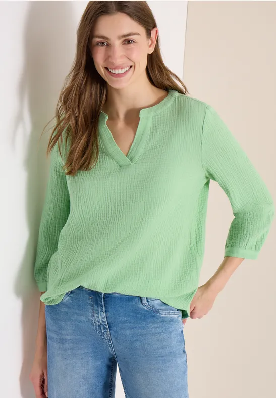 3/4-Arm Bluse in Musselin-Qualität juicy lime