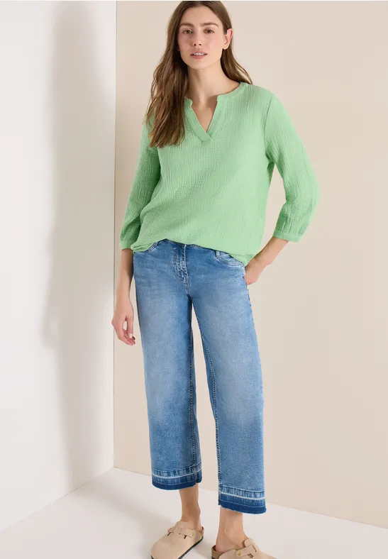 3/4-Arm Bluse in Musselin-Qualität juicy lime