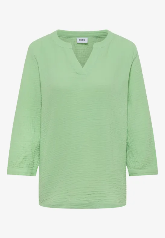 3/4-Arm Bluse in Musselin-Qualität juicy lime