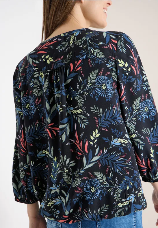 3/4-Arm Bluse mit floralem Muster universal blue