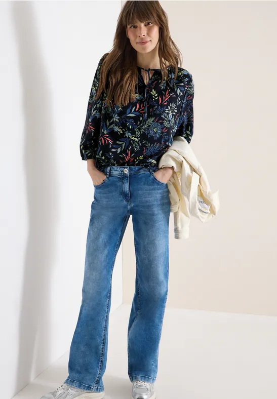 3/4-Arm Bluse mit floralem Muster universal blue