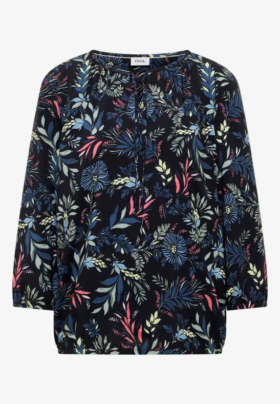 3/4-Arm Bluse mit floralem Muster universal blue