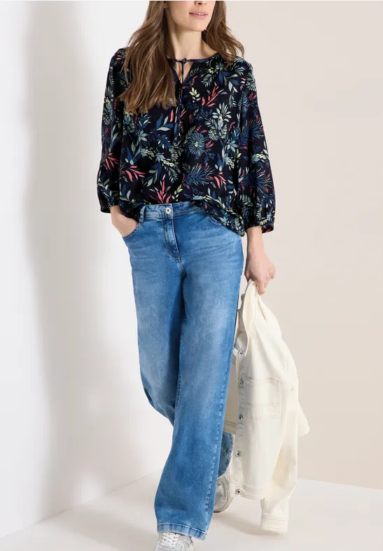 3/4-Arm Bluse mit floralem Muster universal blue