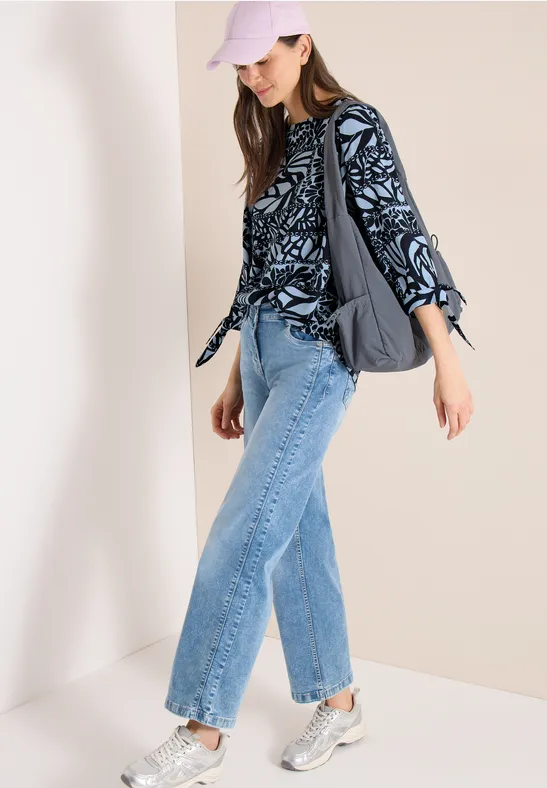 3/4-Arm Bluse mit Patchwork-Print universal blue