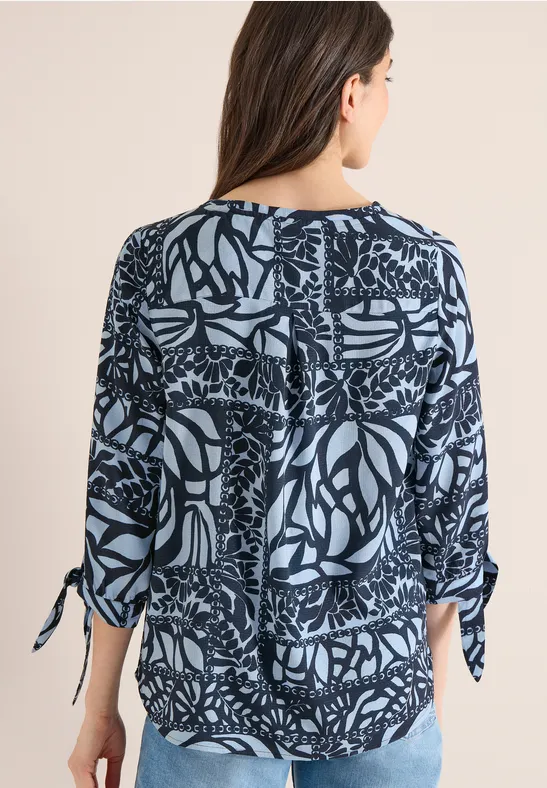 3/4-Arm Bluse mit Patchwork-Print universal blue